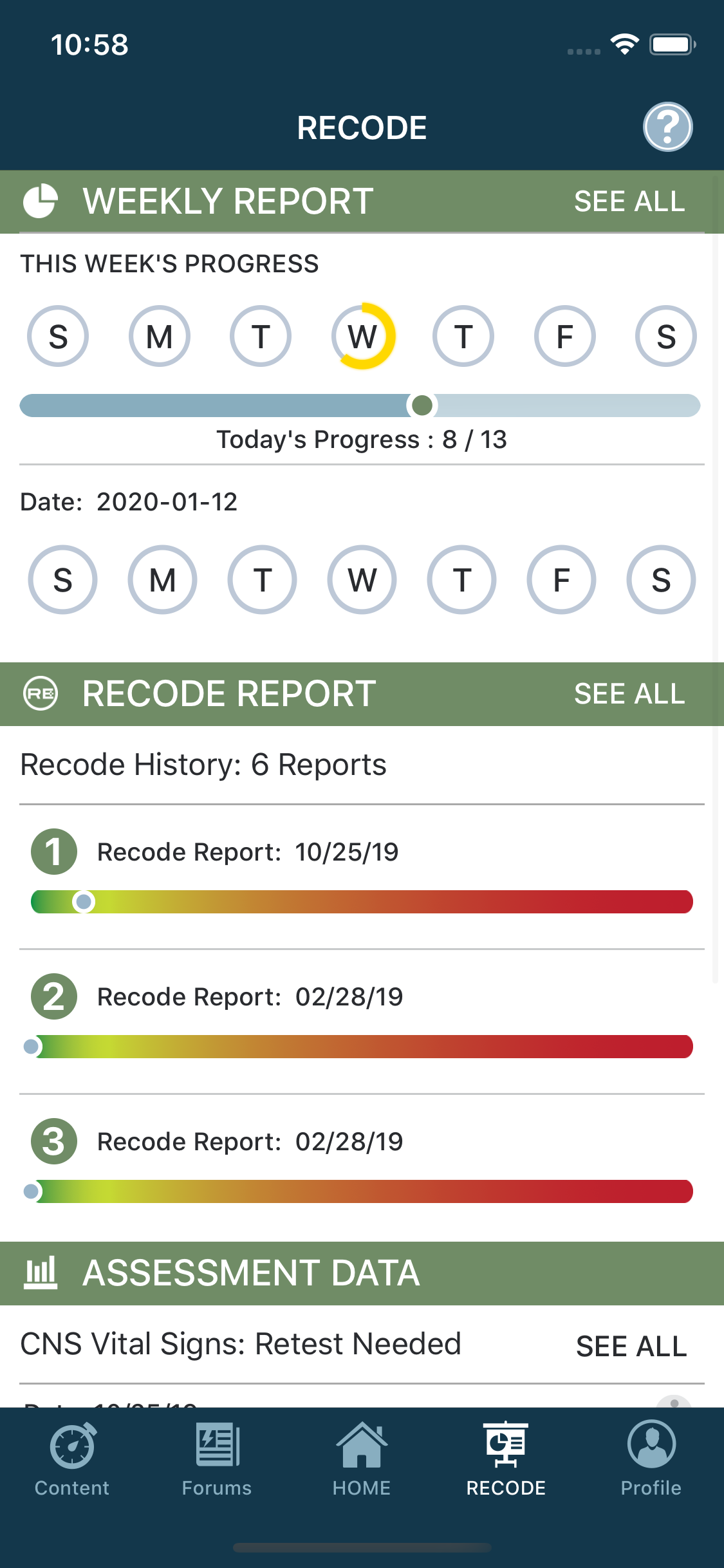 ReCODE App Weekly Report Progress